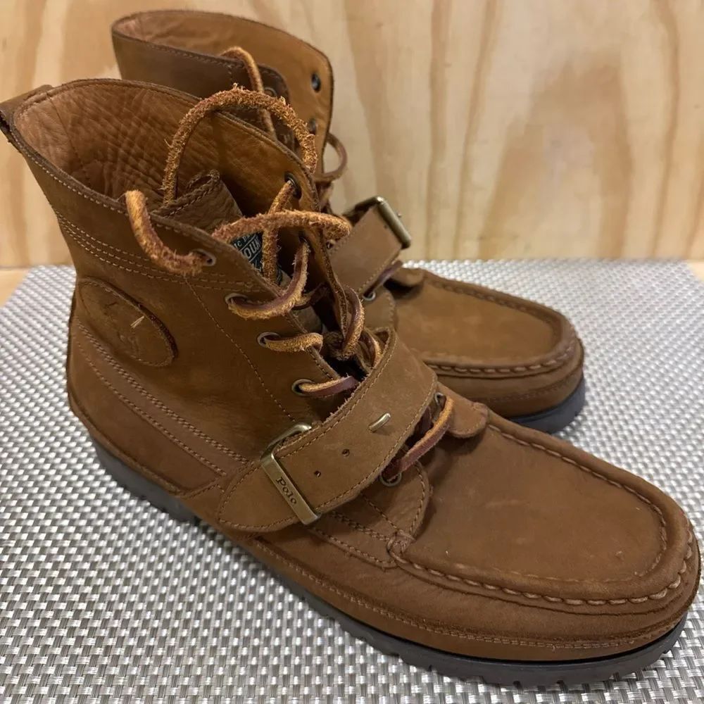 Ralph Lauren Polo Country Ranger Nubuck Tan Casual Hiker Boots Sizes 8.5